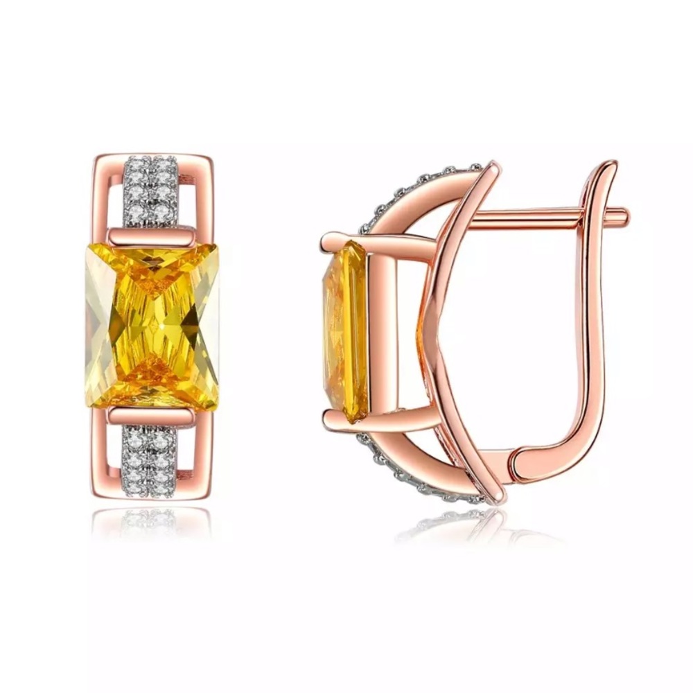 ❤️18K Rose Gold Plated Yellow & White CZ Earrings❤️